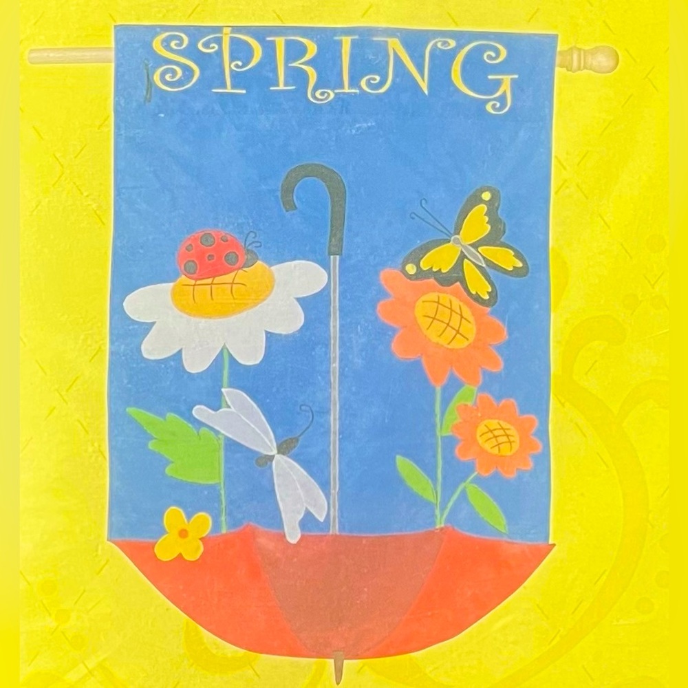 Evergreen spring floral umbrella decorative outdoor appliqué flag NEW